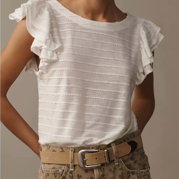 Anthropologie Tops - Anthropologie Flutter Sleeve Textured Top